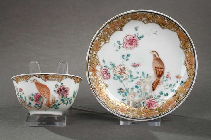Cup and saucer Famille rose porcelain